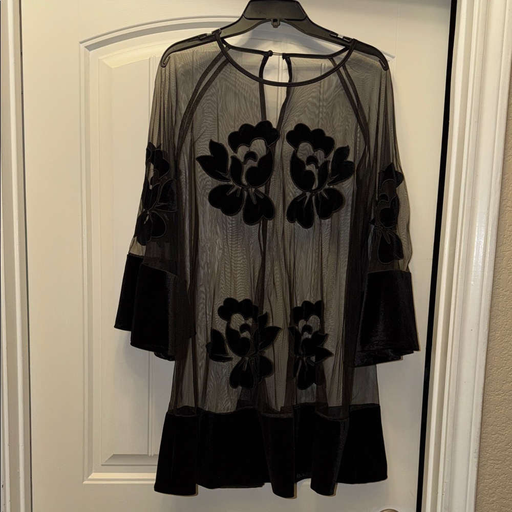 Black Sheer Floral Tunic